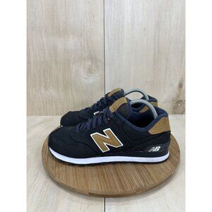New Balance 574 Lux Black Tan Athletic Shoes Mens Size 7.5